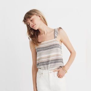 Madewell Texture Strip Ruffle Racerback Crop Tank